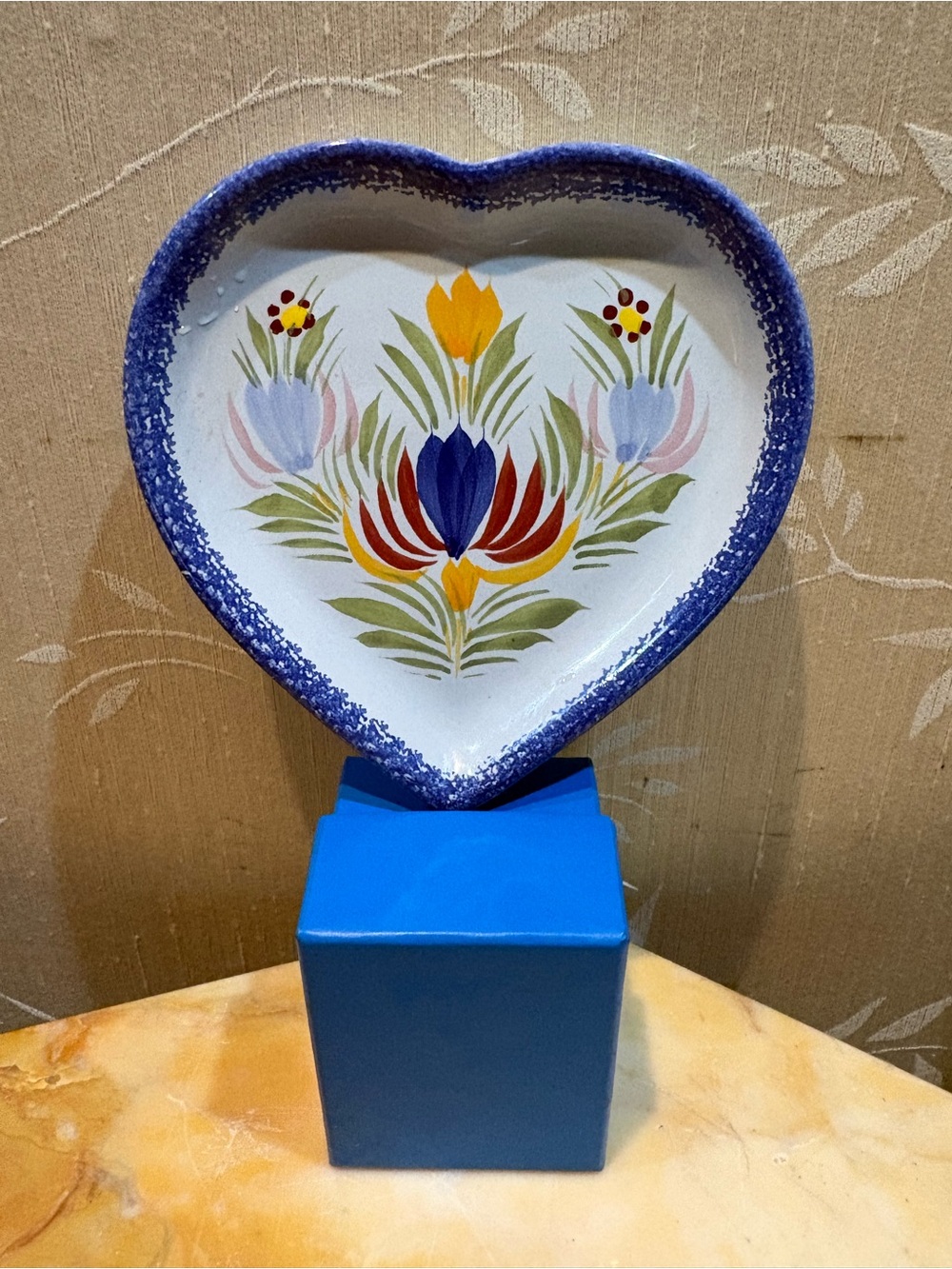 Henriot Quimper Heart-Shaped Hand~ Painted Decorative Dainty Dish
